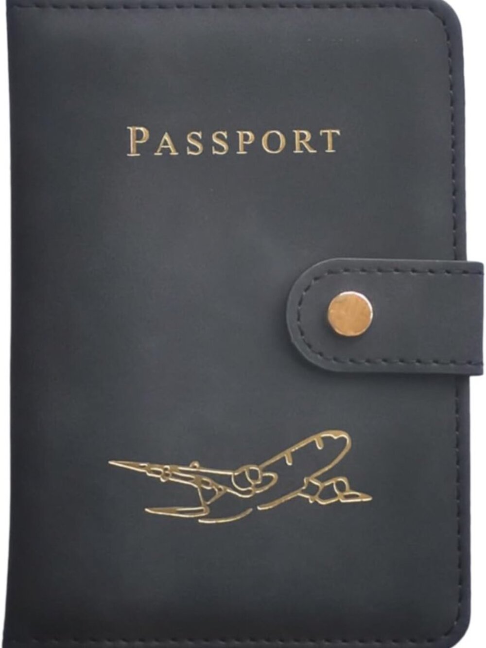 Black RFID Blocking Passport Travel Holder Cover w/ Card Slots for Women or Men